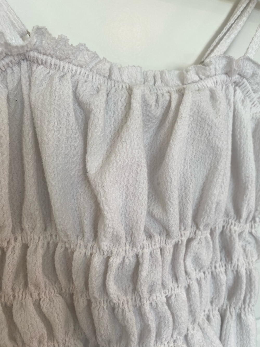 White Smocked Cropped Tank Top and Blue Floral Skirt Outfit Size Small - Picture 8 of 15